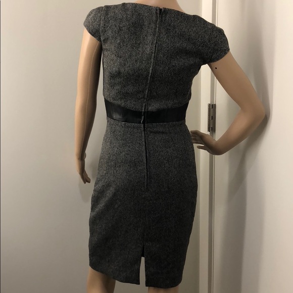 H&M leather waist gray tweed cute dress 2 Small - Picture 5 of 9
